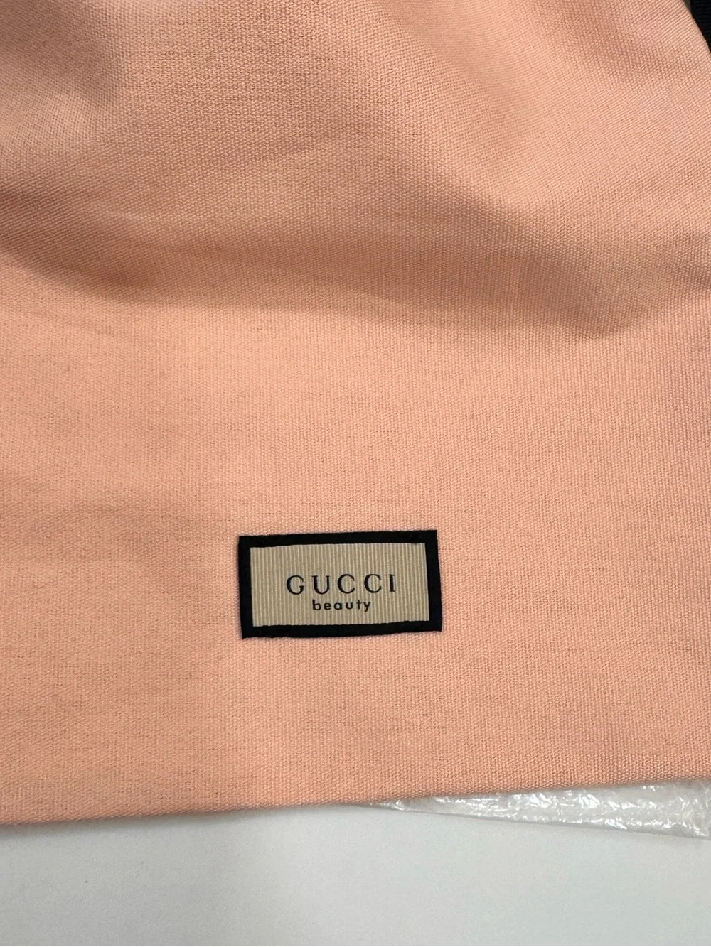 Gucci Beauty Pink/Peach Cotton Drawstring Bag NIP
